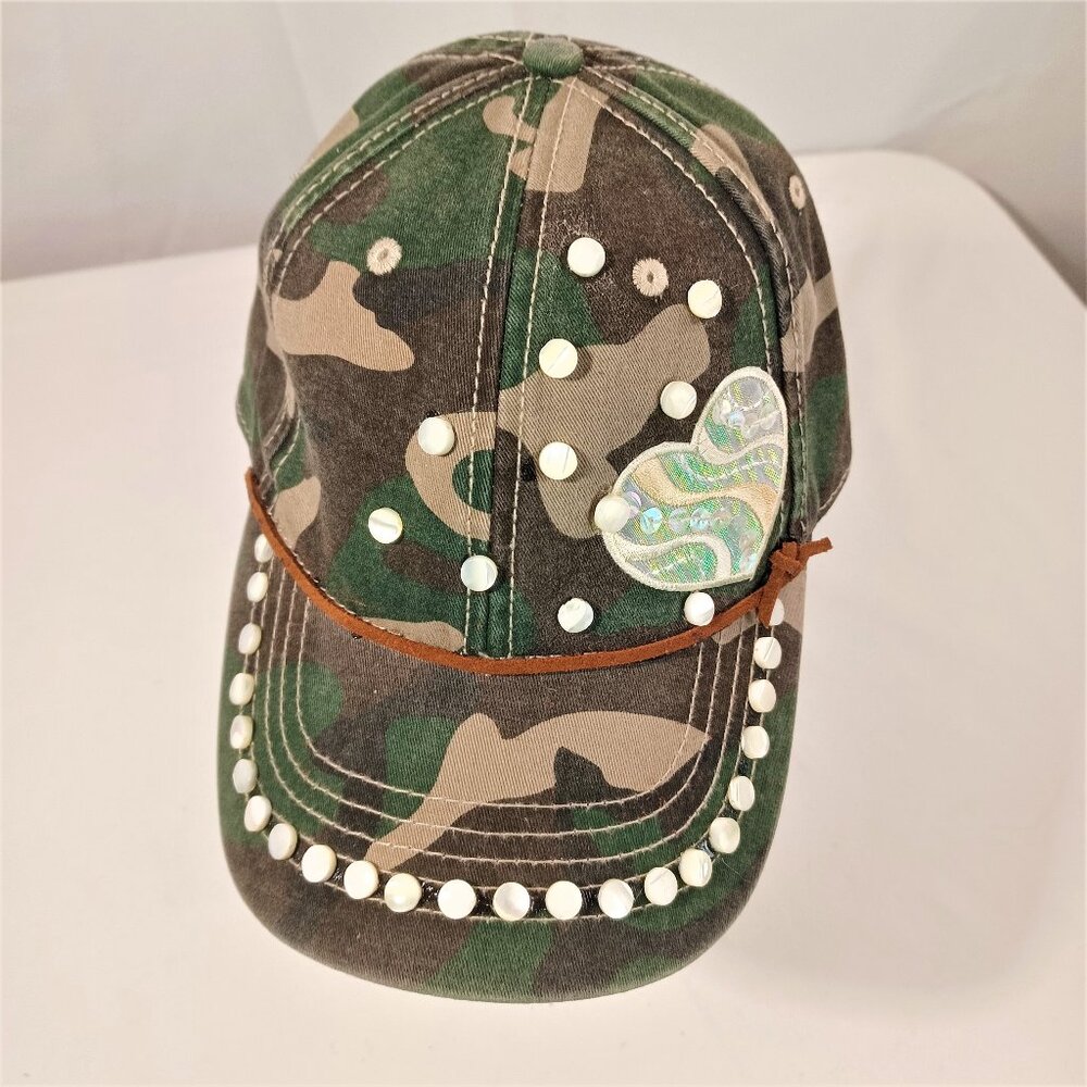 Embellished Baseball Cap NWOT Upcycled Camo Hat